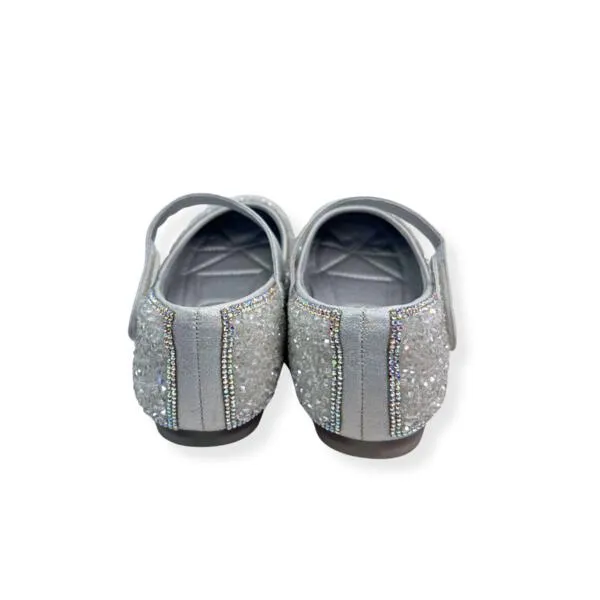 Bead Stone Flat Shoes - Silver