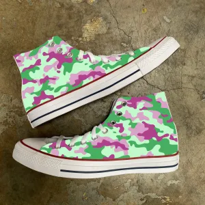 Colorful Classic Camo Green Purple Pink Classic Camouflage Custom Converse - Custom Converse Shoes