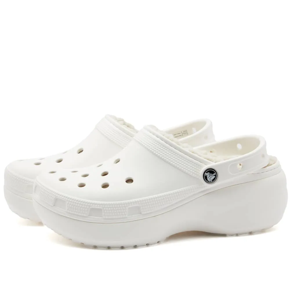 Crocs Classic Platform Clogs with Lined White