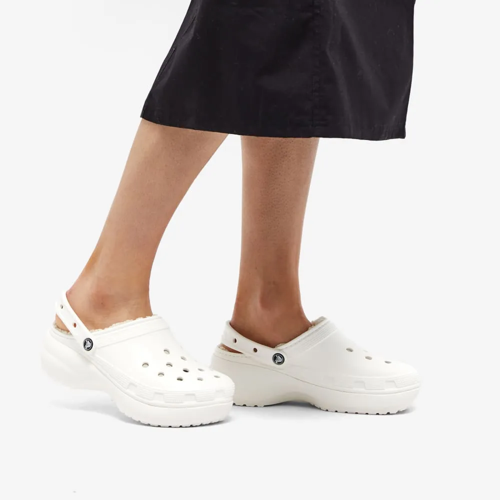 Crocs Classic Platform Clogs with Lined White