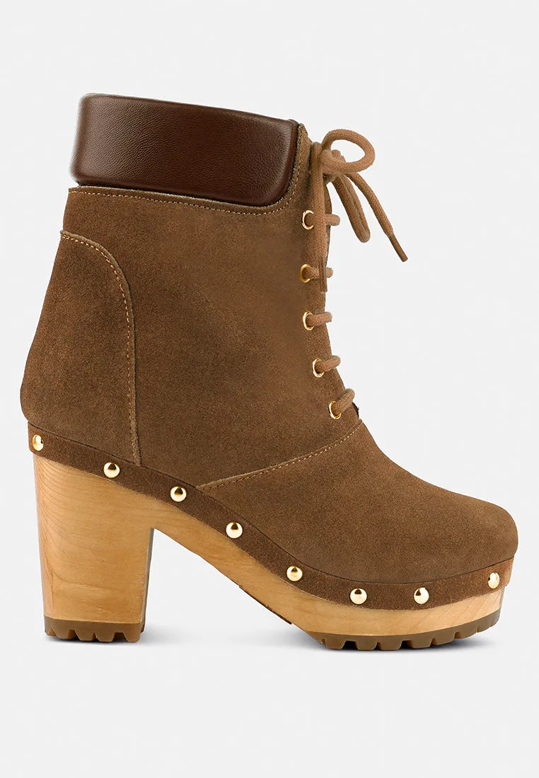 MAAYA Tan Handcrafted Collared Suede Boot