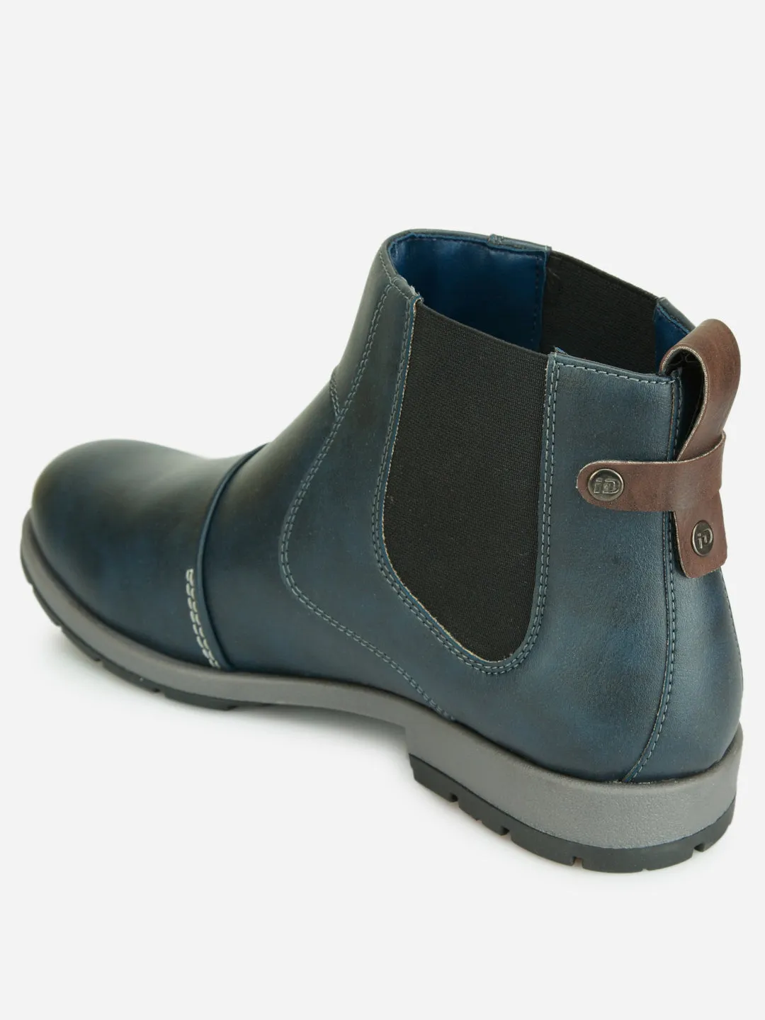 Men's Blue Round Toe Slip on Ankle Boot (IX1039)