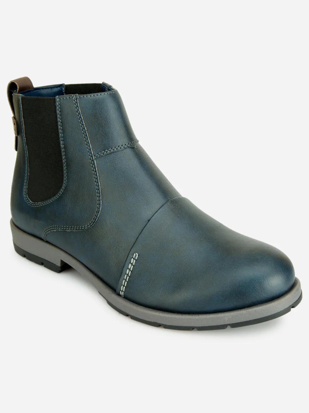 Men's Blue Round Toe Slip on Ankle Boot (IX1039)