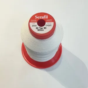 Serafil Threads - White (Color Code 2000 - 900meter Size #30) - Threads for Shoes, Leather, Canvas and Upholstery Sewing