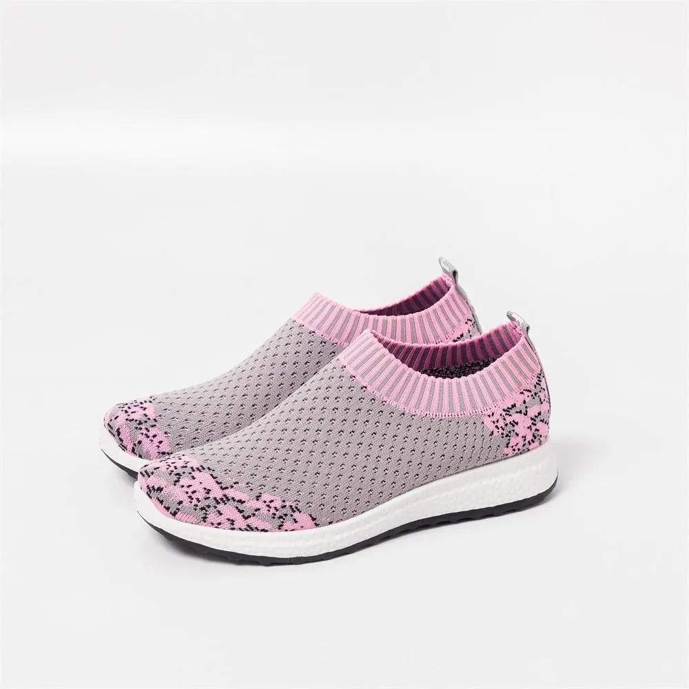 Women Striped Sock Knitted Vulcanized Shoes Causal Flat Shoes