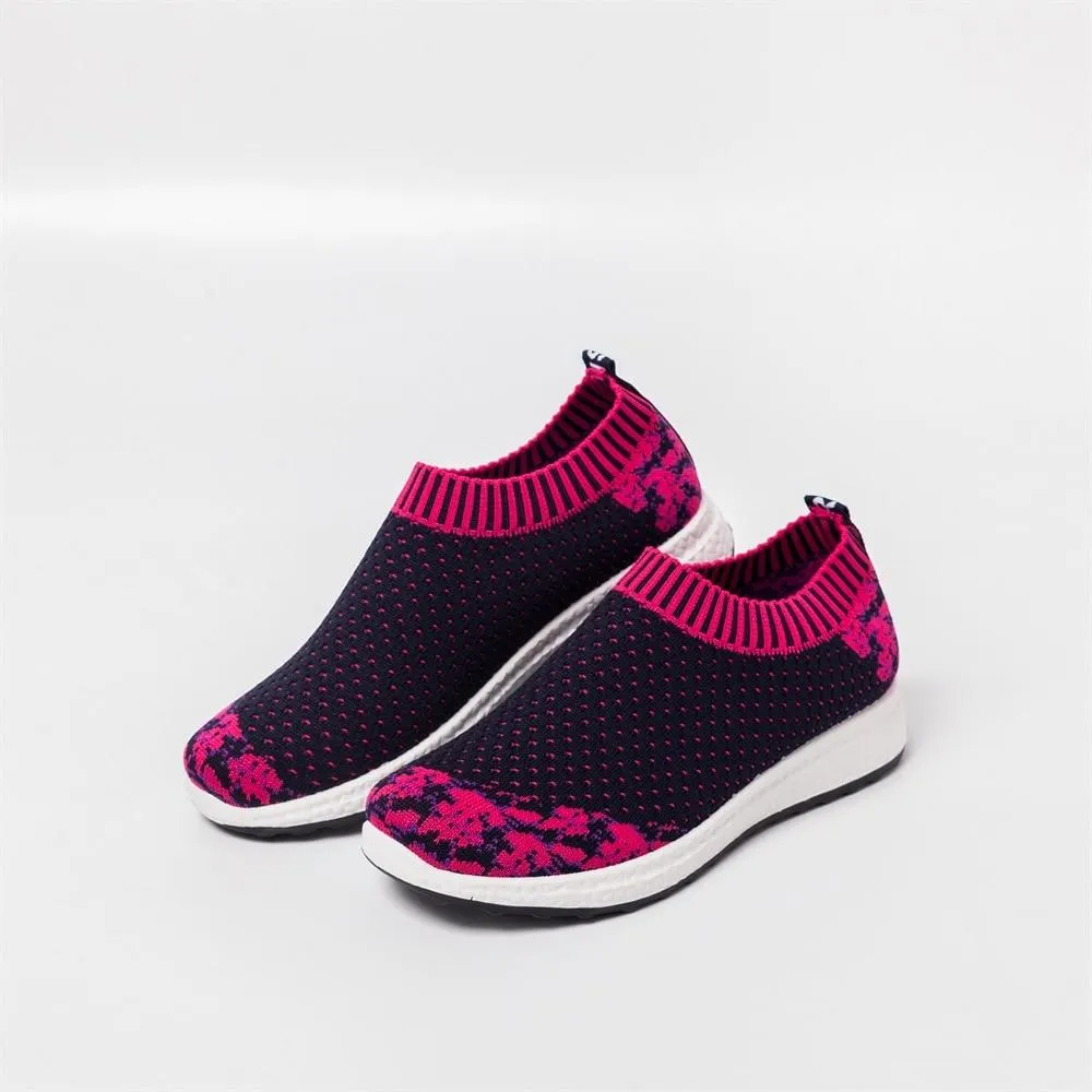 Women Striped Sock Knitted Vulcanized Shoes Causal Flat Shoes